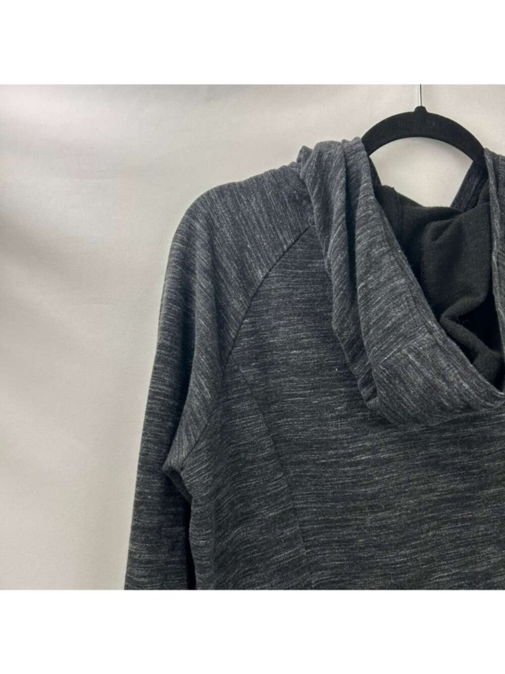 Athleta Women's Large Hooded Long Sleeve Tunic Dress Black Heathered Cowl Neck - Picture 11 of 15